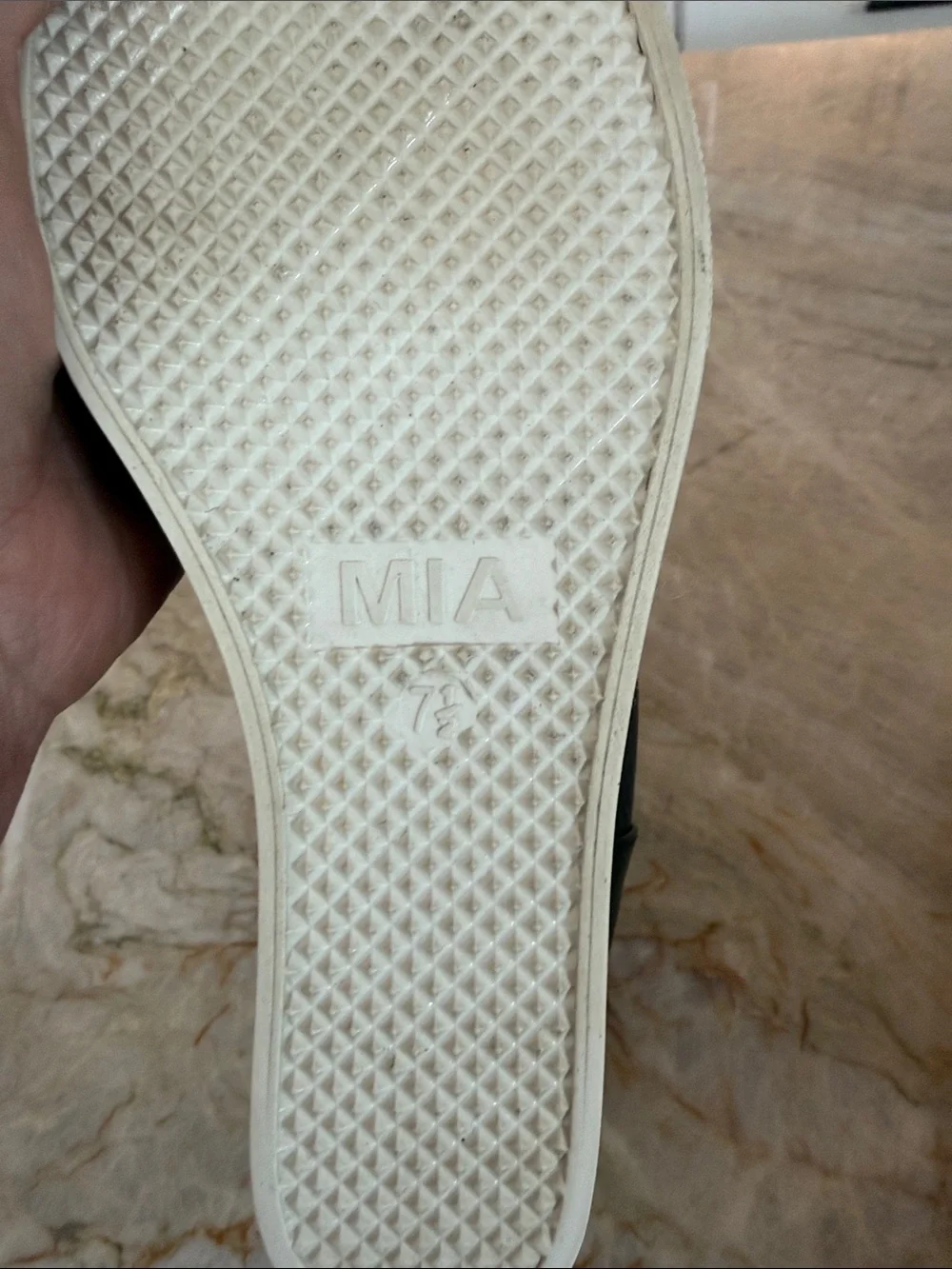MIA Women's Black Perforated Wedge Sneaker High Top Side Zip White Sole 7.5